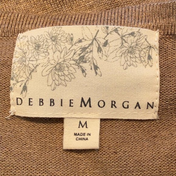 Debbie Morgan Jeweled Cardigan Sweater Suede Brown Size M - Picture 7 of 8